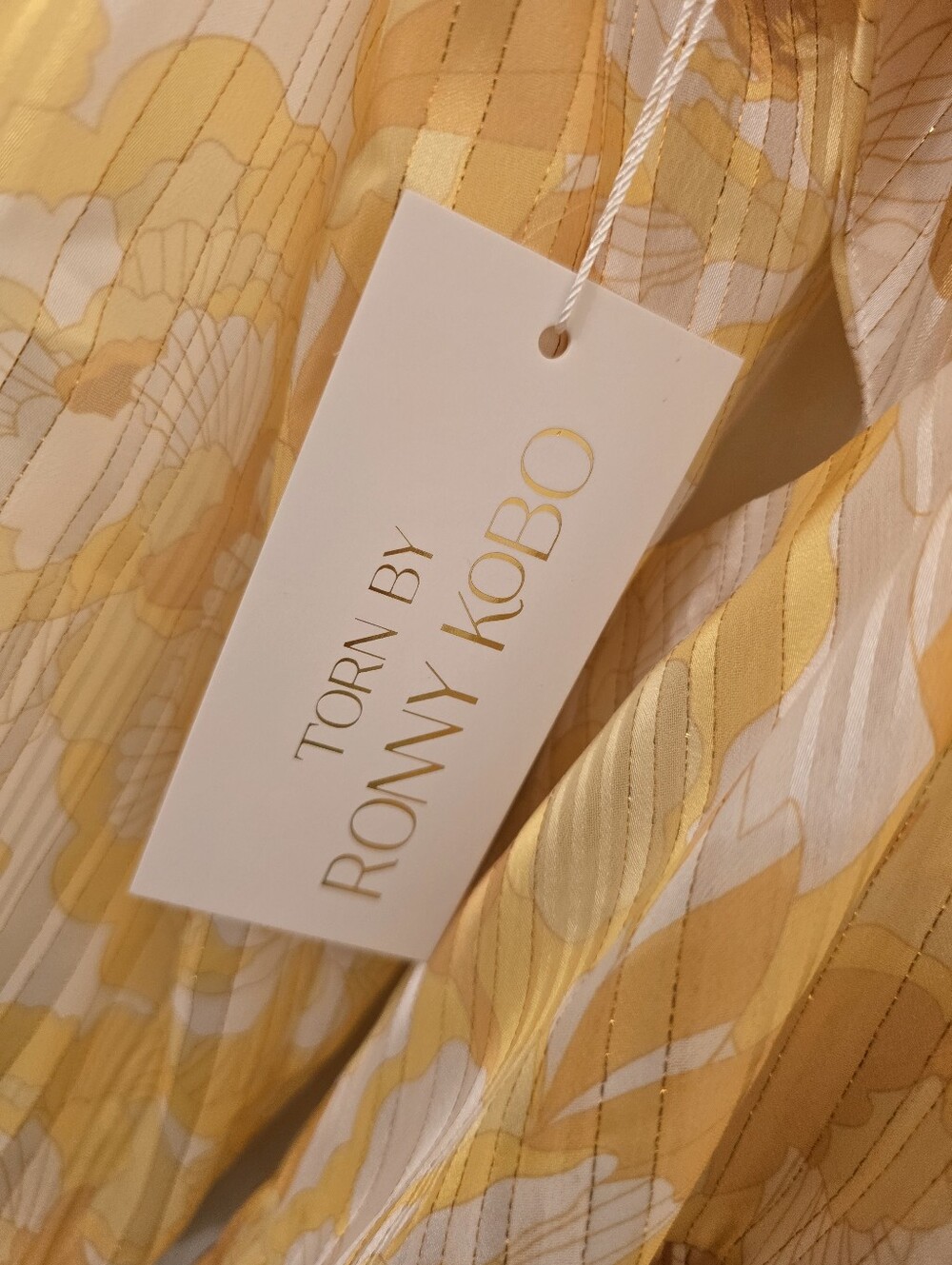 NWT! Ronny Kobo Yellow Long Sleeved Floral Print Dress - Picture 6 of 6